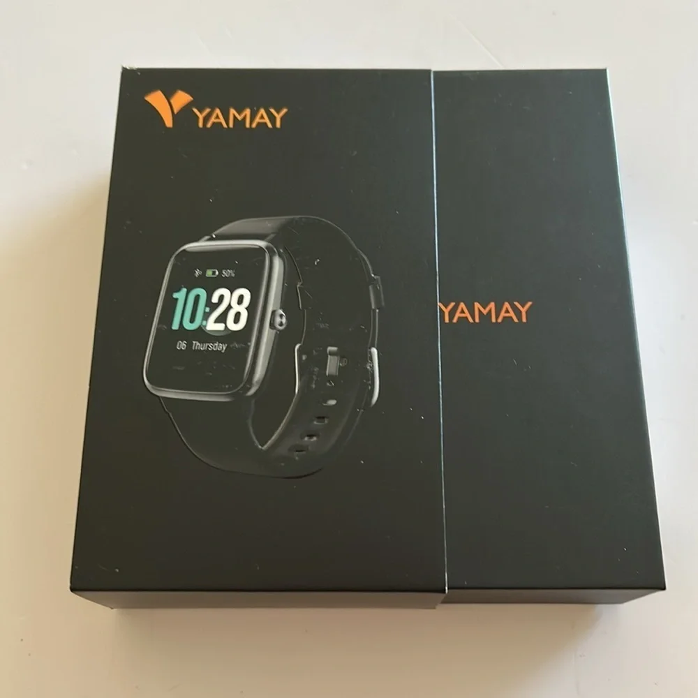 Black Smartwatch with Square Face and Active Display